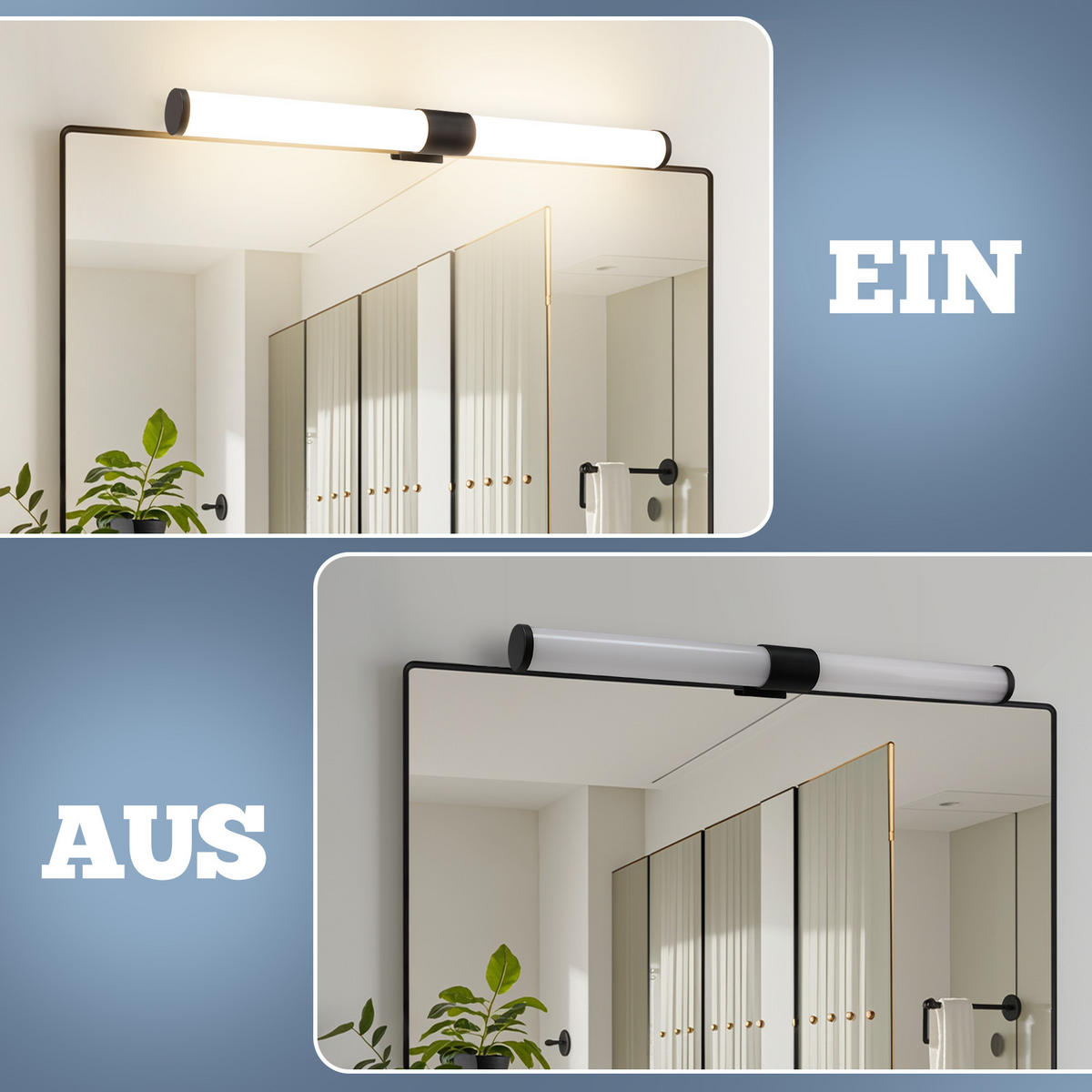 SPIEGELLEUCHTE Zyphork 5.2/3.2/40 cm - Schwarz, Kunststoff (40/5.2/3.2cm) - ZMH
