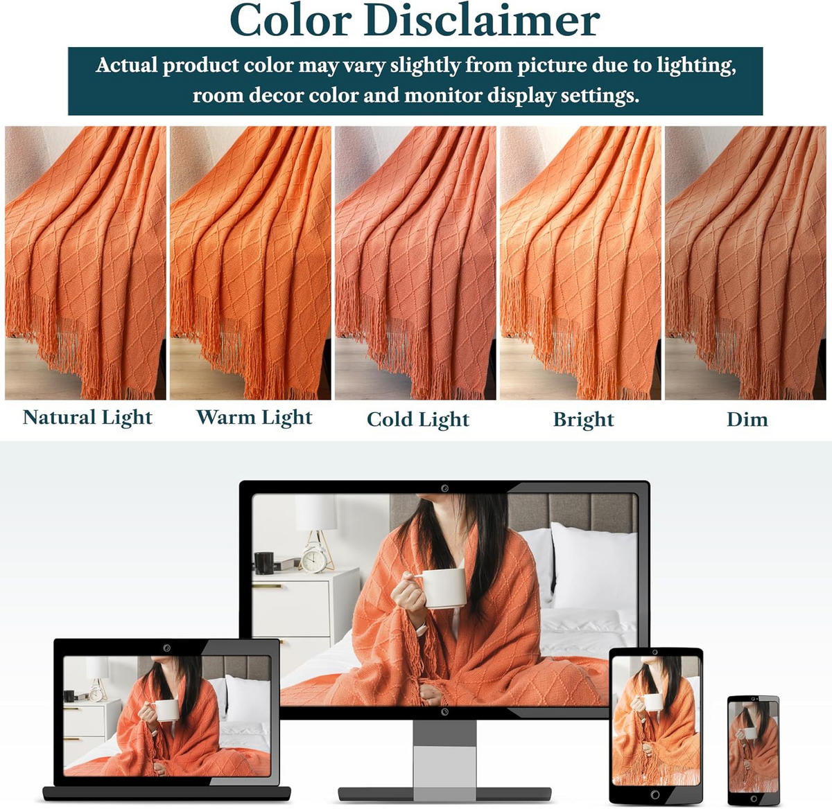 STRICKDECKE - 127 × 180 cm - Dunkelorange - Dunkelorange, Textil (127/180cm)