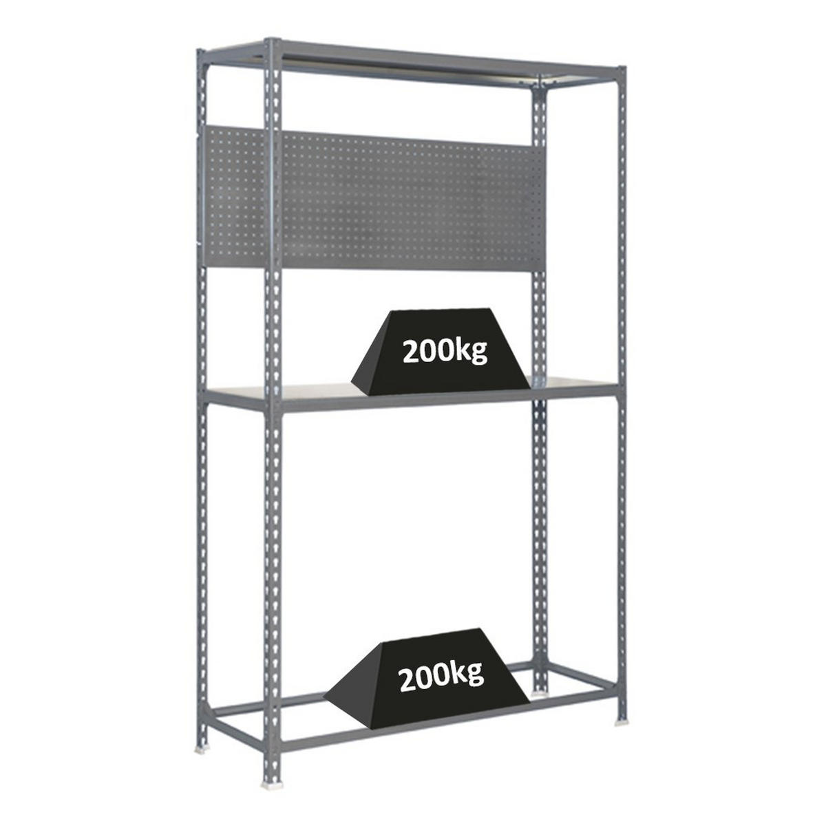 REIFENREGAL mit Arbeitsfläche Metal Shark NO.4 HxBxT 200 x 100 x 40 cm 6 Reifen Grau - Grau, Metall (100/200/40cm) - PROREGAL