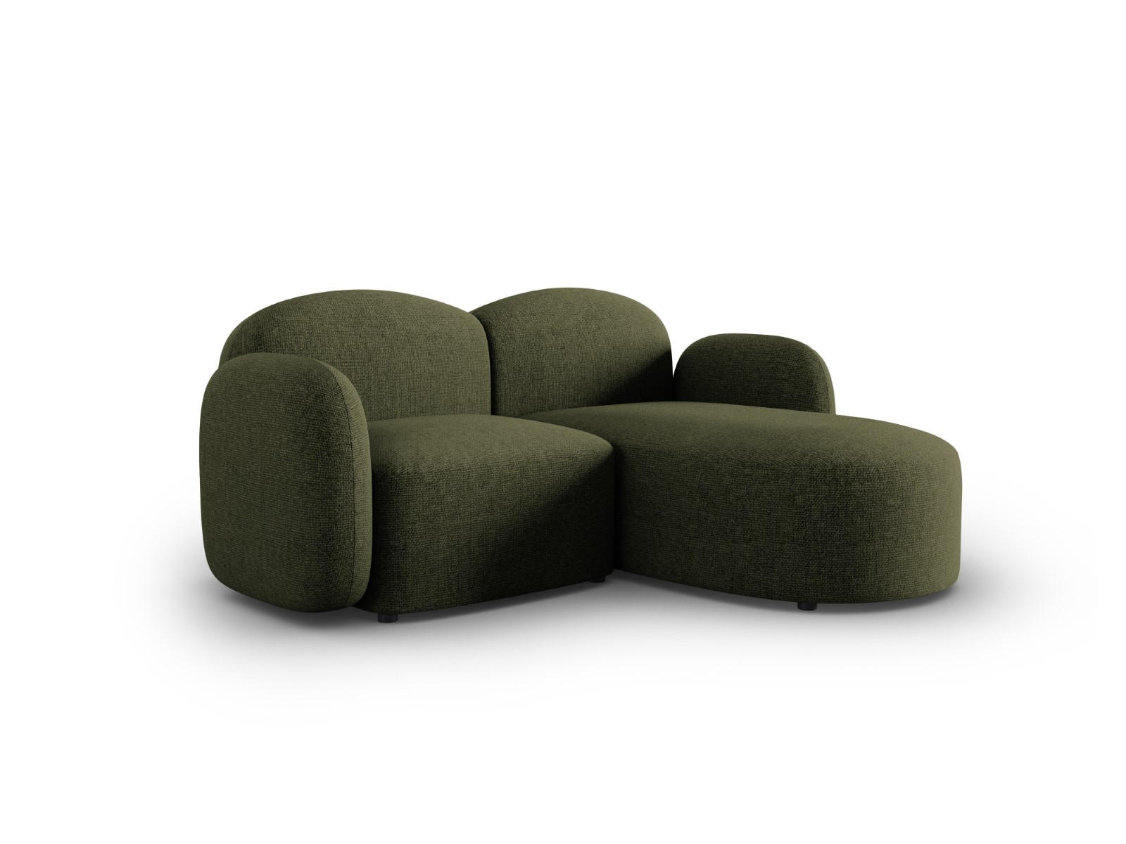 ECKSOFA rechts Blair aus Chenille-Stoff grün meliert 3 Sitzplätze - Grün, Textil (155/194cm) - Micadoni