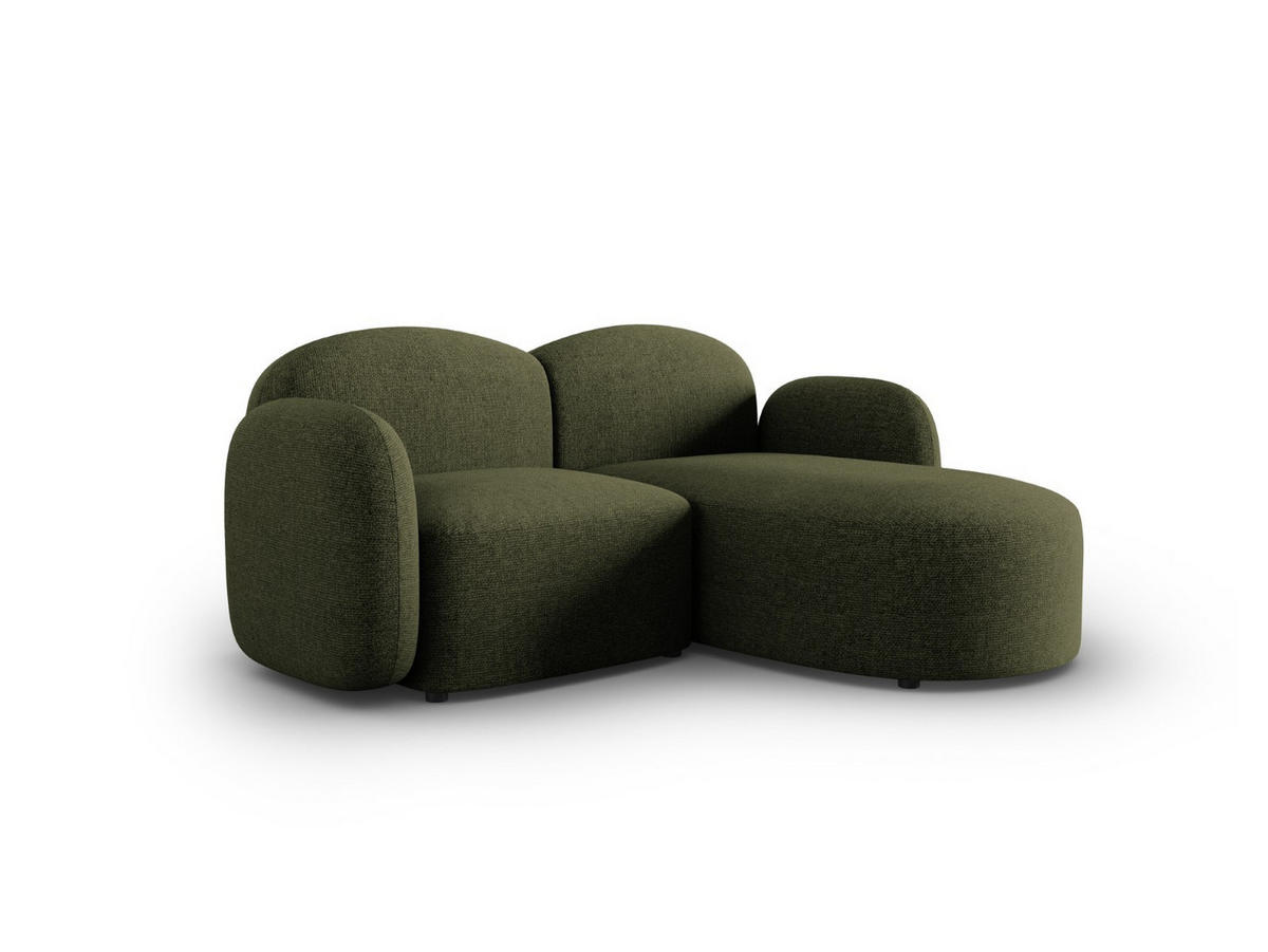 ECKSOFA rechts Blair aus Chenille-Stoff grün meliert 3 Sitzplätze - Grün, Textil (155/194cm) - Micadoni