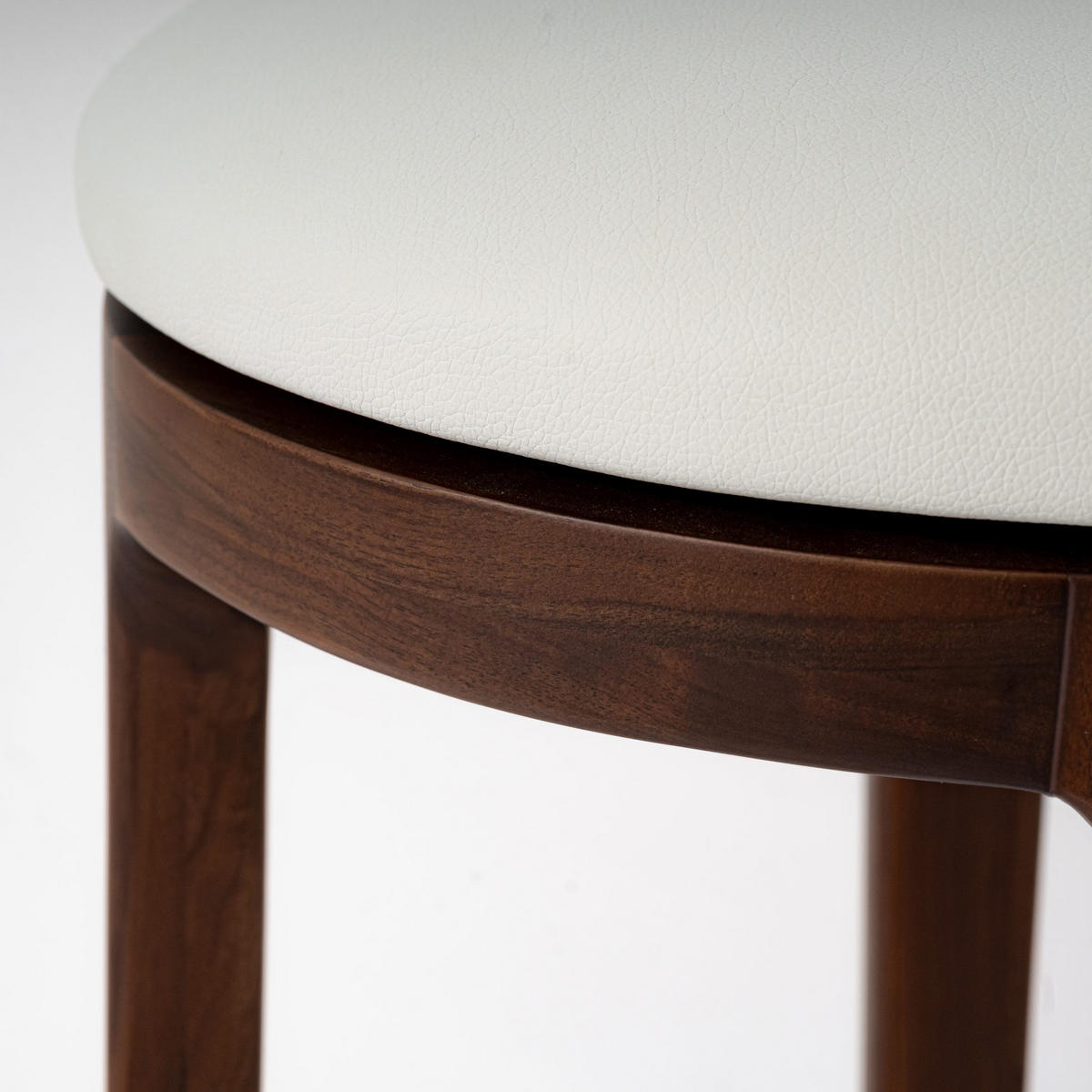 BARHOCKER Nature, Walnuss, Kunstleder Weiß - Walnussfarben, Holz (43/66/43cm) - WOODEK