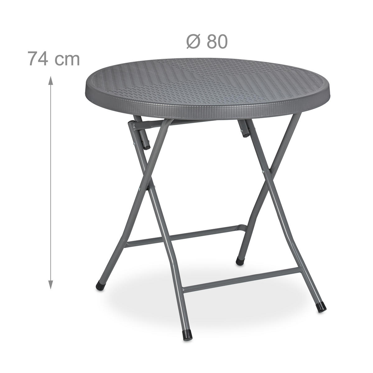 GARTENTISCH - Grau, Kunststoff/Metall (80/80/74cm) - Relaxdays