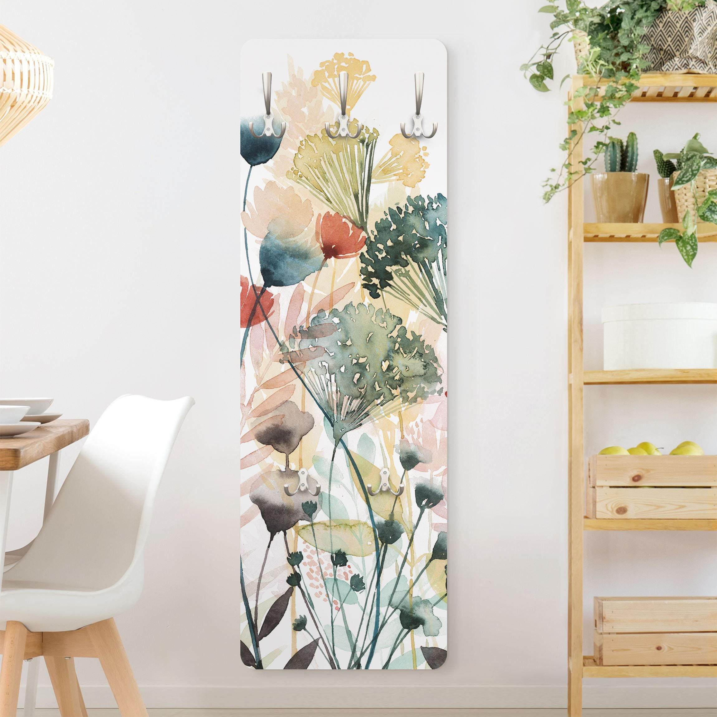 WANDGARDEROBE - Wildblumen im Sommer I 34/105 cm - Weiß, Holzwerkstoff (34/105/1.6cm) - Bilderwelten