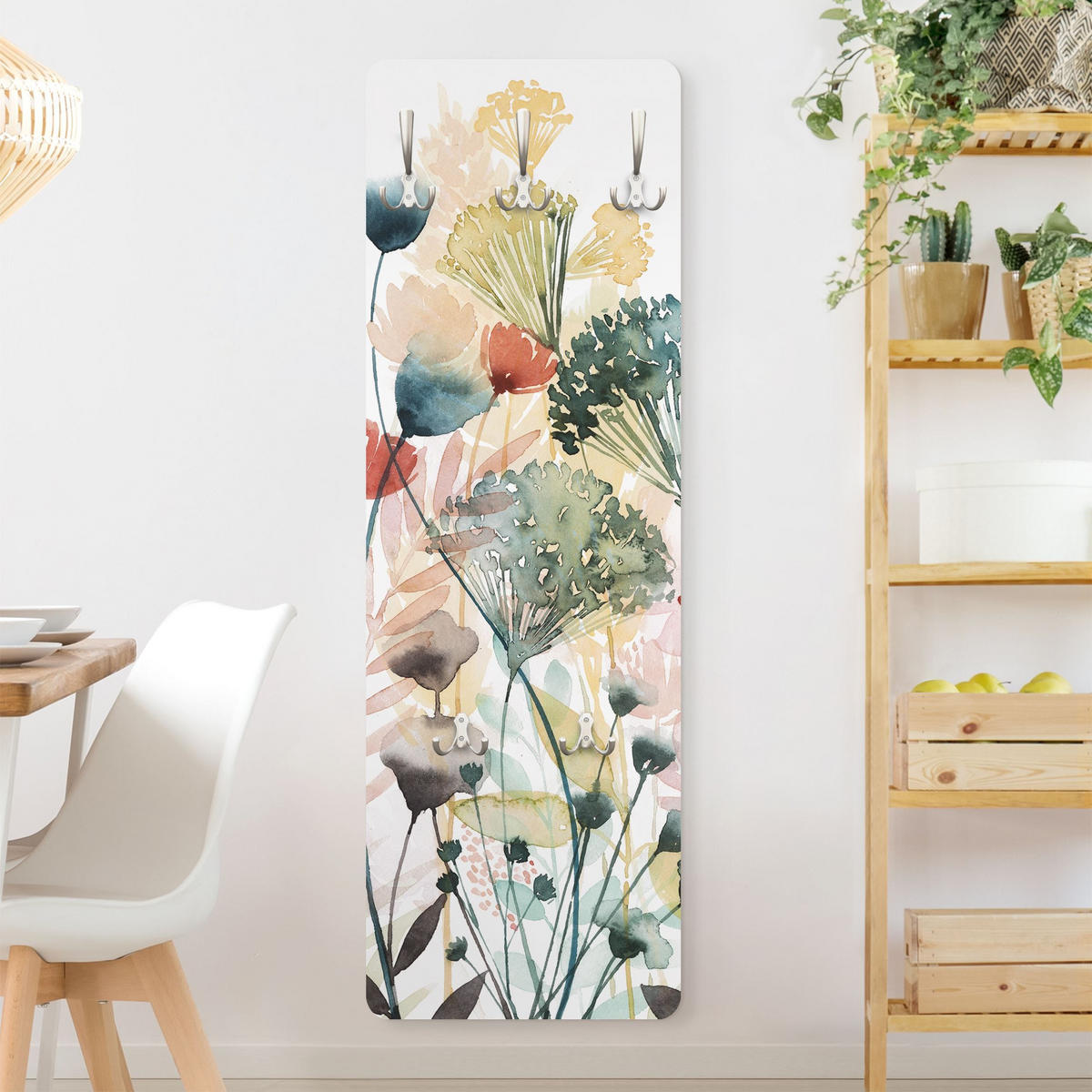 WANDGARDEROBE - Wildblumen im Sommer I 34/105 cm - Weiß, Holzwerkstoff (34/105/1.6cm) - Bilderwelten