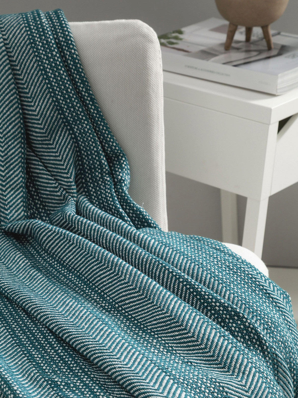 BAUMWOLLDECKE Alisea Blau 125x150 cm - Blau, Textil (125/150cm) - benuta Nest