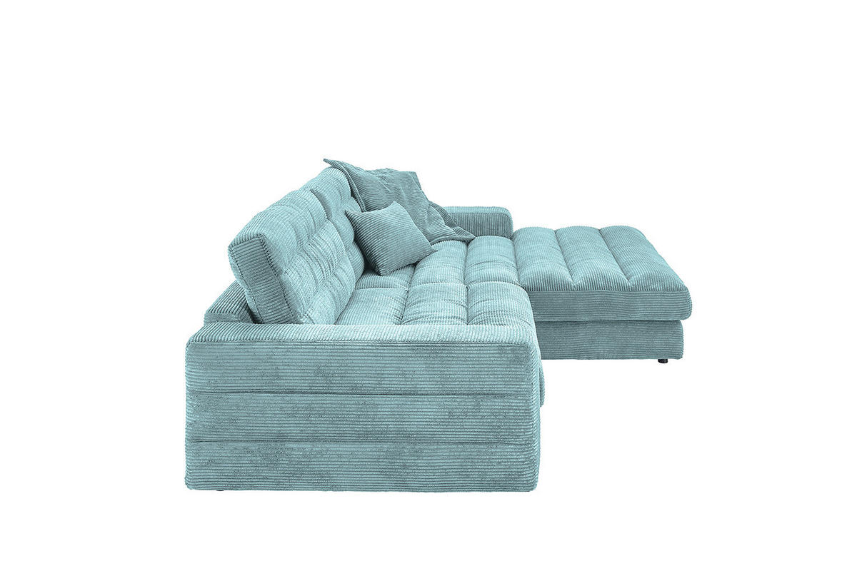 ECKSOFA LANA SOFA Hellblau Cord - Schwarz/Hellblau, Textil (296/205cm) - KAWOLA