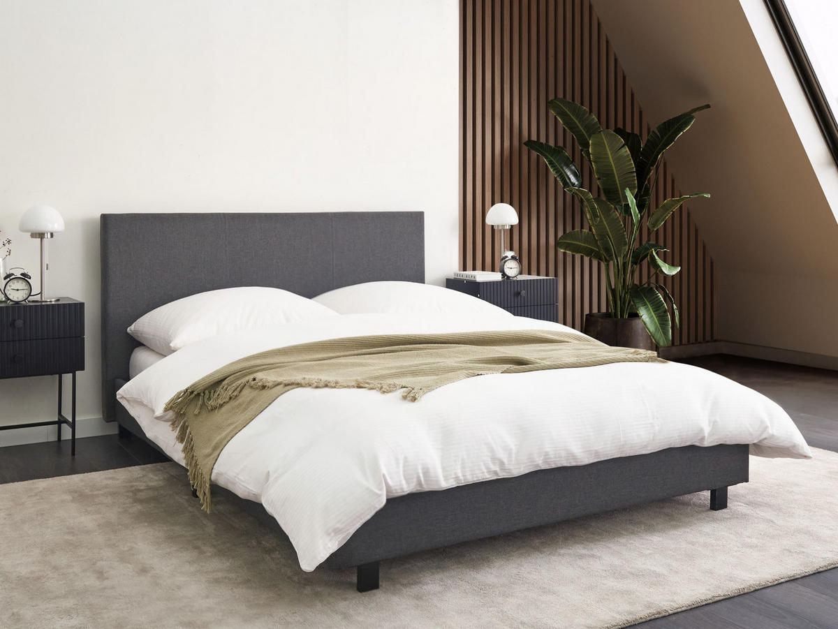 POLSTERBETT mit Lattenrost 140x200 cm Grau Albi - Grau, Textil (140/200cm) - Beliani