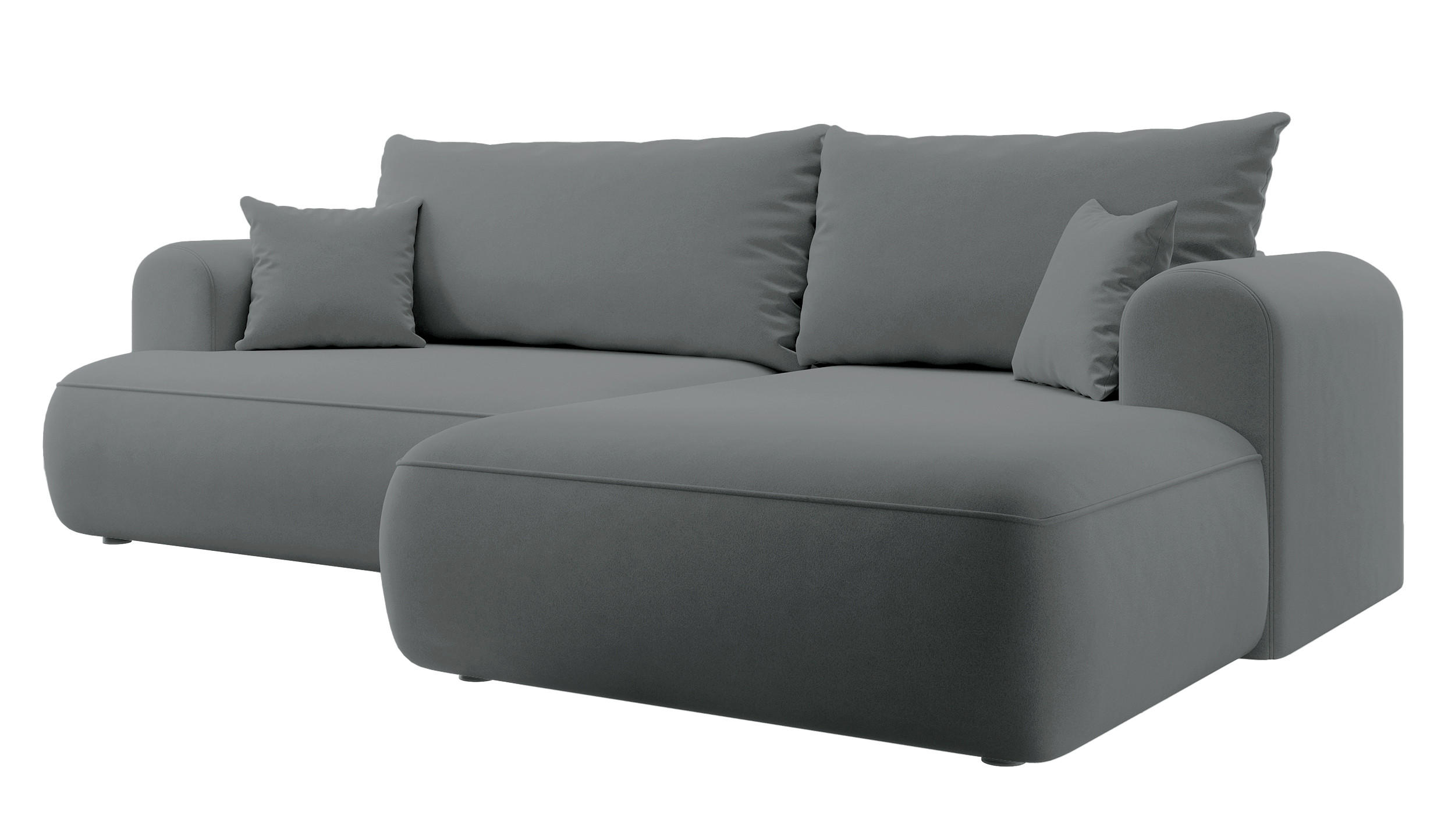 ECKSOFA Ovo Dunkelgrau Velours - Dunkelgrau/Schwarz, Kunststoff/Textil (260/165cm) - Selsey