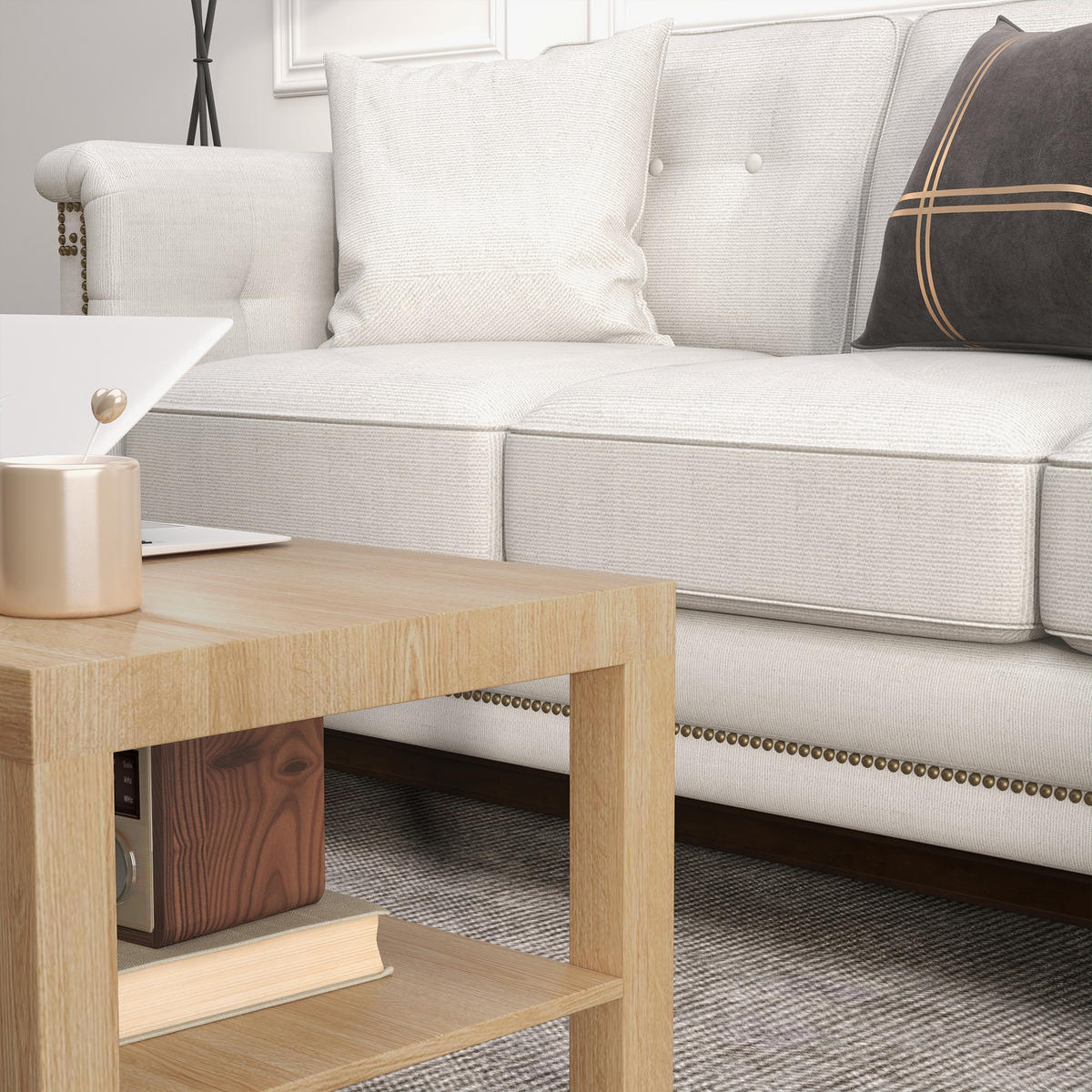 COUCHTISCH DE-15839 2 Ebenen Naturholz - Naturfarben, Holzwerkstoff (90/45/44.5cm) - ComfortXL