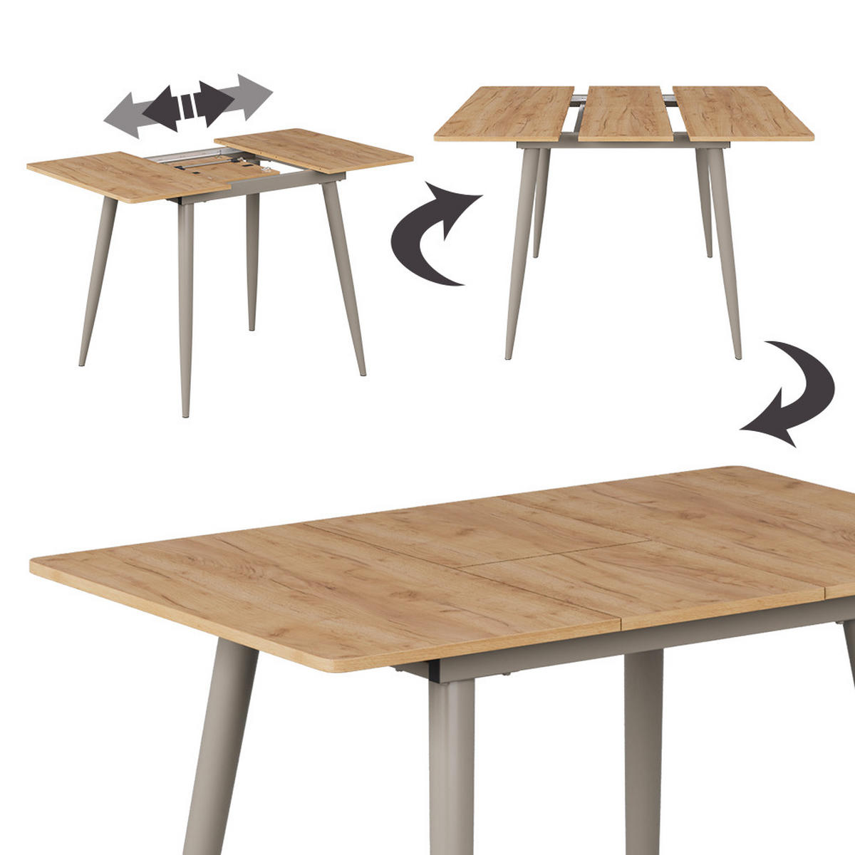 Greige/Eichefarben, Holzwerkstoff (70/80/75cm) - Vicco