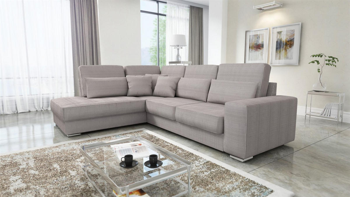 ECKSOFA Nevio Xl In Scala - Graubraun, Holzwerkstoff/Textil (312/226cm) - Fun Möbel