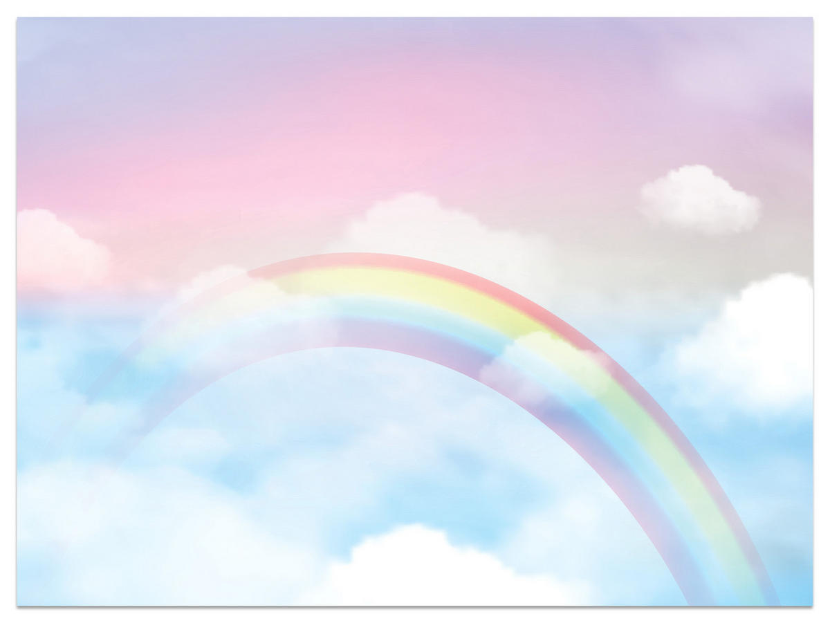 FOTOTAPETE für Schlafzimmer Regenbogen Rosa Himmel Wolken 500x350 - Blau/Gelb, Papier (500/350cm) - Muralo