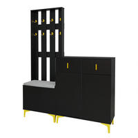 SCHUHSCHRANK aus Spanplatte 83x35x101cm in Schwarz mit 2 Schubladen - Schwarz, Holzwerkstoff (83/101/35cm) - Modfu