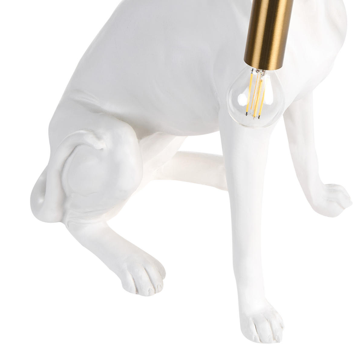 TISCHLAMPE Hund Weiß Sprint - Messingfarben/Weiß, Kunststoff (30/23/44cm) - Beliani
