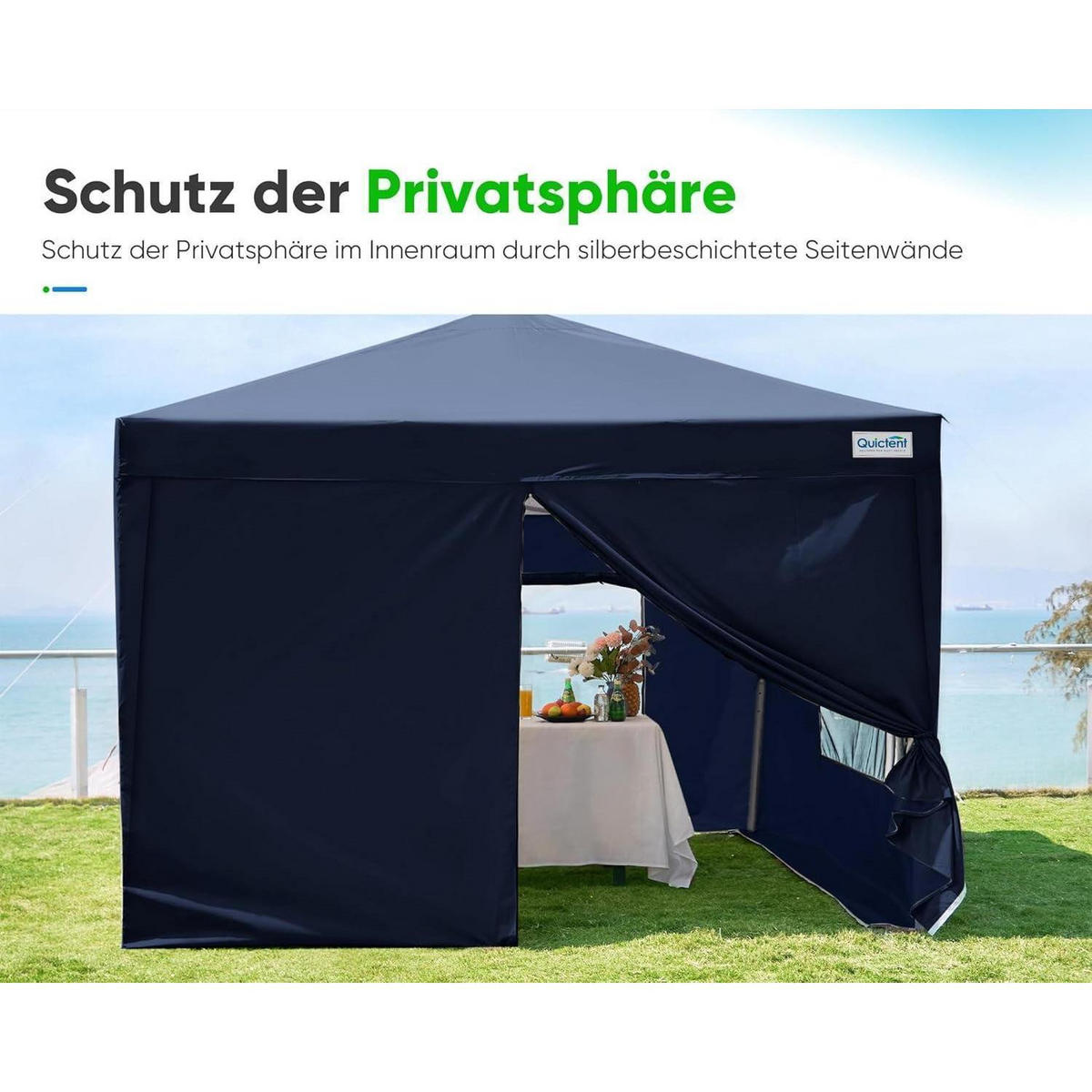 FALTPAVILLON 3x3 m mit 4 Seitenteilen Blau - Dunkelblau, Textil (300/265/300cm)