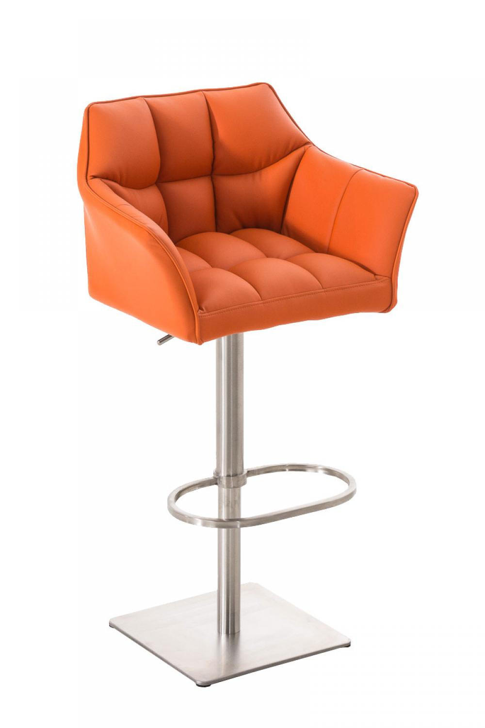 BARHOCKER Lederlook Orange - Edelstahlfarben/Orange, Textil/Metall (64/88/45cm) - CLP