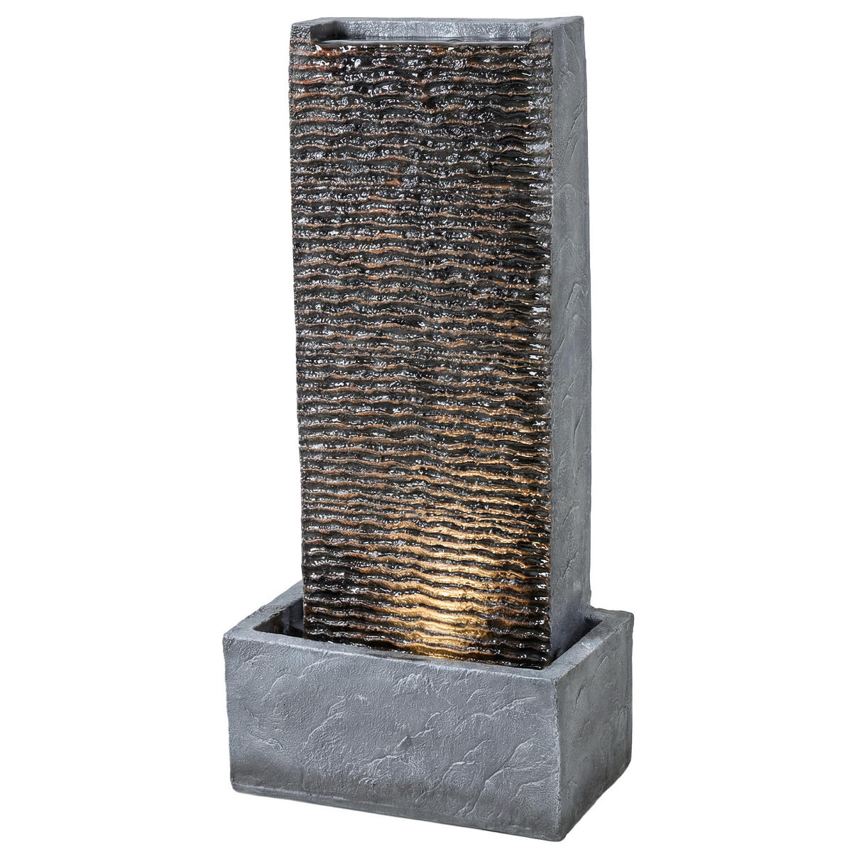 SPRINGBRUNNEN DE-10280 2-stufig mit LED Granitoptik - Grau, Kunststoff (37.5/22/80cm) - ComfortXL