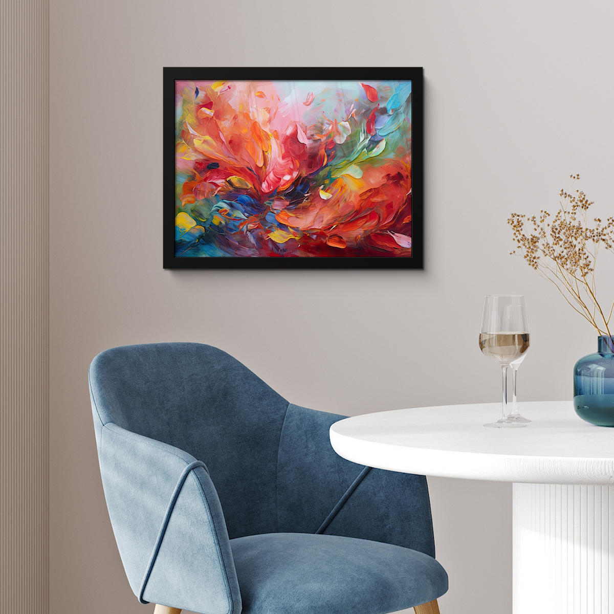 POSTER MIT RAHMEN Ölgemälde - Kunst - Abstrakt - Farbenfroh 40x30 cm - Altrosa, Papier (40/30cm) - MuchoWow