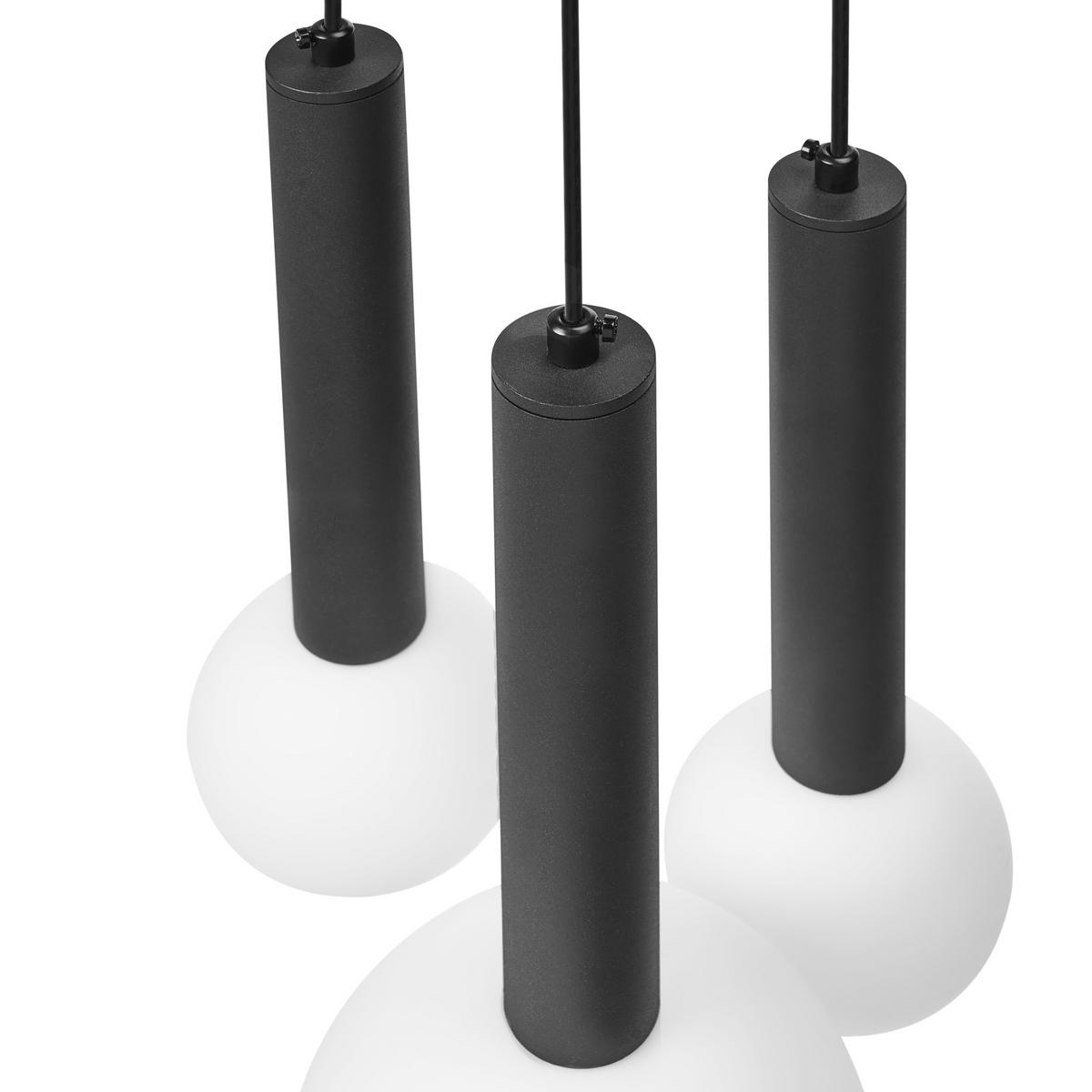 LUSTRĂ SUSPENDATĂ neagră Boues - alb/negru, metal (20/30/183cm) - Beliani