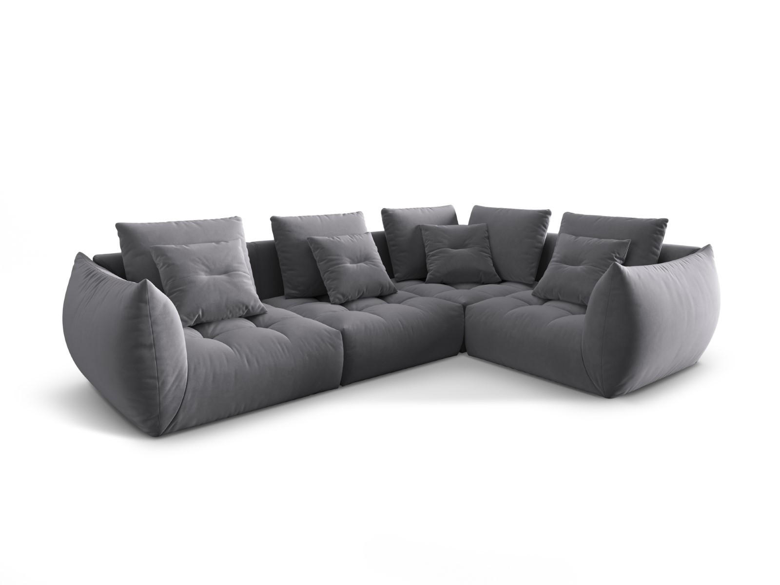 ECKSOFA modular rechts Bloom aus Samt dunkelgrau 3 Sitzplätze - Dunkelgrau, Textil (216/316cm) - Micadoni