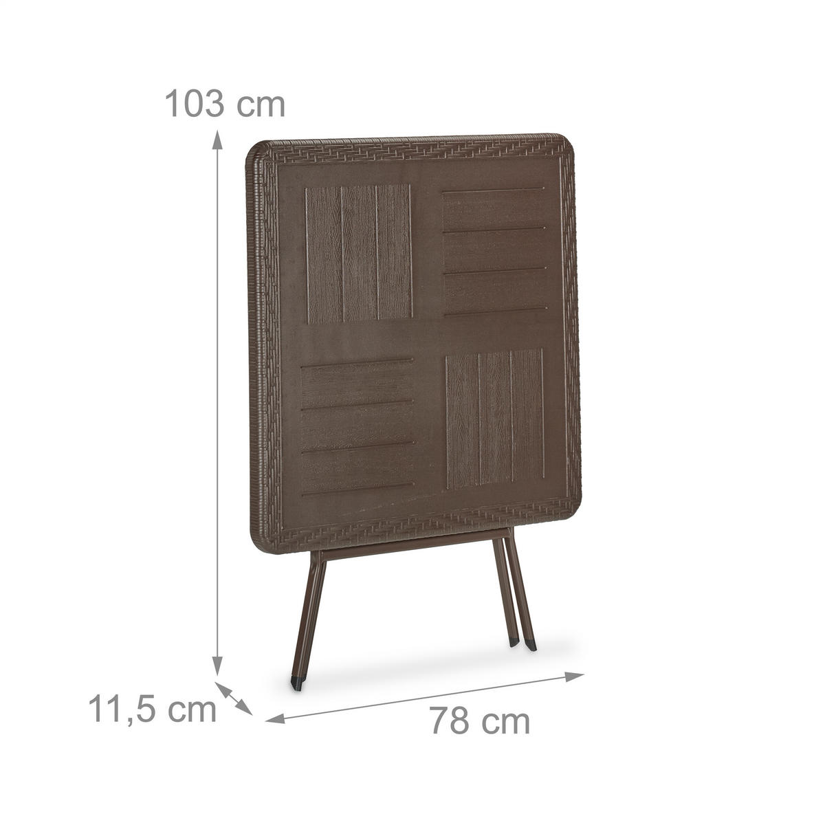 GARTENTISCH - Braun, Kunststoff/Metall (78/78/74cm) - Relaxdays