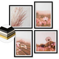 WANDBILDER 4er-Set - 50x50 cm & 40x60 cm Schwarzer Rahmen - Wildblumen auf den Wiesen im Sommer - Schwarz, Kunststoff (50/50cm) - ArtPrintCave