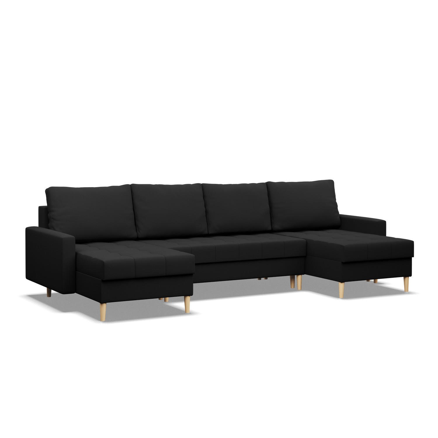 U-SOFA MIT SCHLAFFUNKTION ELMA, Schwarz - Schwarz, Textil (294/88/140cm)