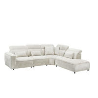 ECKSOFA mit 5-fach verstellbare Kopflehnen und pflegeleichter Mikrofaser-Chenille-Bezug - Schwarz/Weiß, Kunststoff/Textil (285/339cm) - ed exciting design