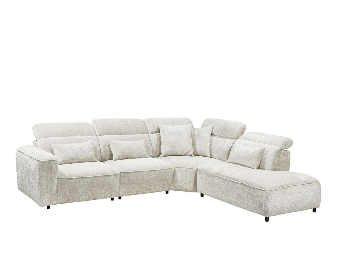 ECKSOFA mit 5-fach verstellbare Kopflehnen und pflegeleichter Mikrofaser-Chenille-Bezug - Schwarz/Weiß, Kunststoff/Textil (285/339cm) - ed exciting design