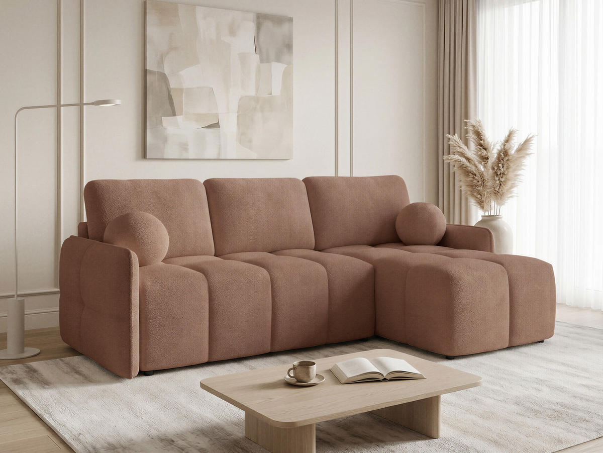 ECKSOFA Nubo - Schwarz/Rosa, Holz/Kunststoff (218/150cm) - Sofnet