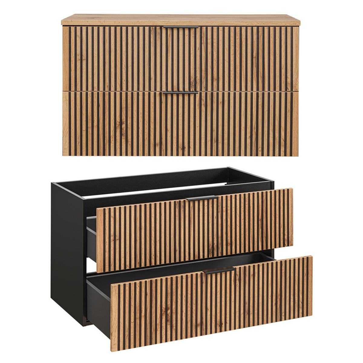 WASCHBECKENSCHRANK Xanten-56 - Braun, Holzwerkstoff (101/73/47cm) - Lomado