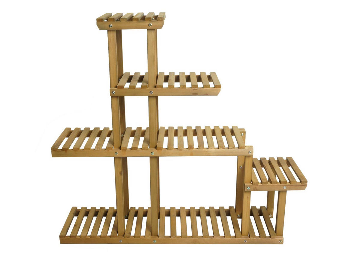 PFLANZREGAL 95x105x25cm 5 Ablagen Outdoor Tanne Holz Blumentreppe - Naturfarben, Holz (105/95/25cm) - BERLINLODGE