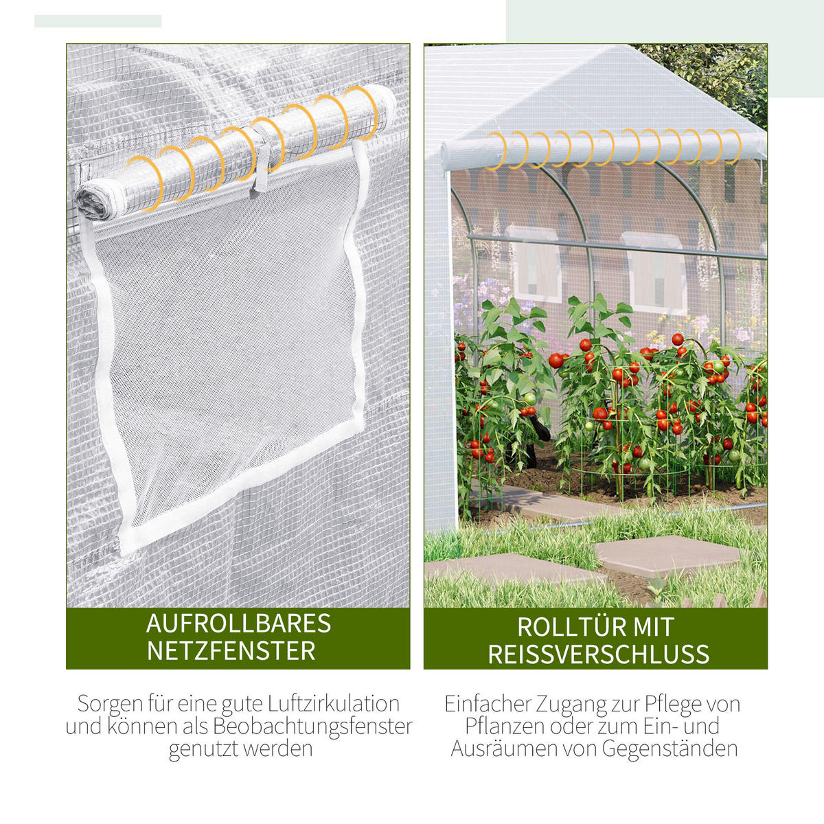 FOLIENGEWÄCHSHAUS, Weiß, Metall, PE - Weiß, Kunststoff (300/200/350cm) - Outsunny