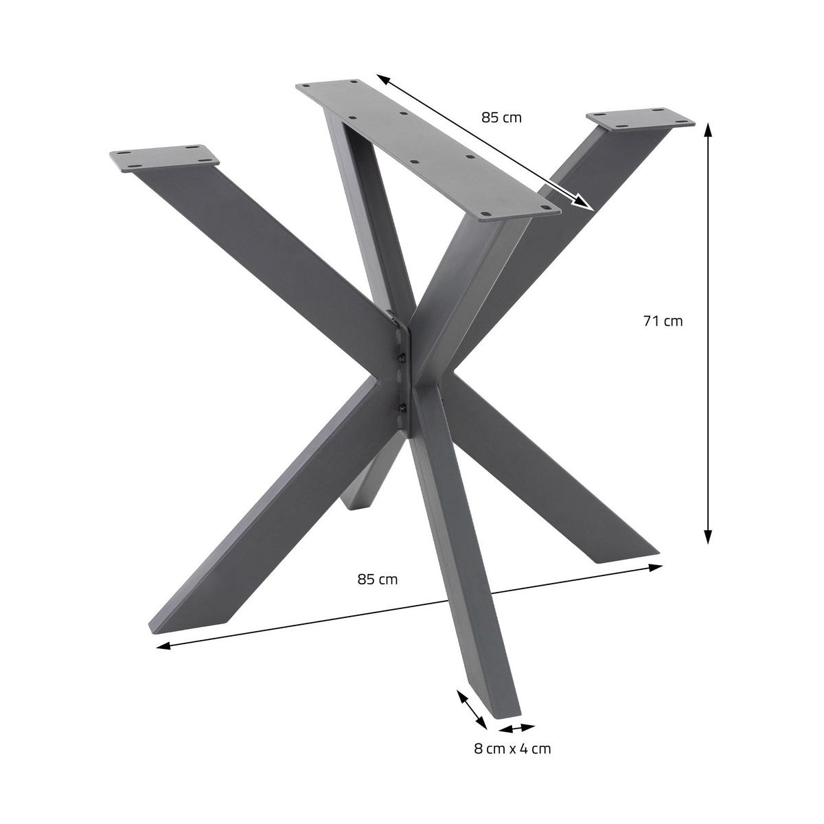 TISCHGESTELL Spider 85 x 85 x 71 cm Anthrazit - Anthrazit, Metall (85/71/85cm) - ML-DESIGN