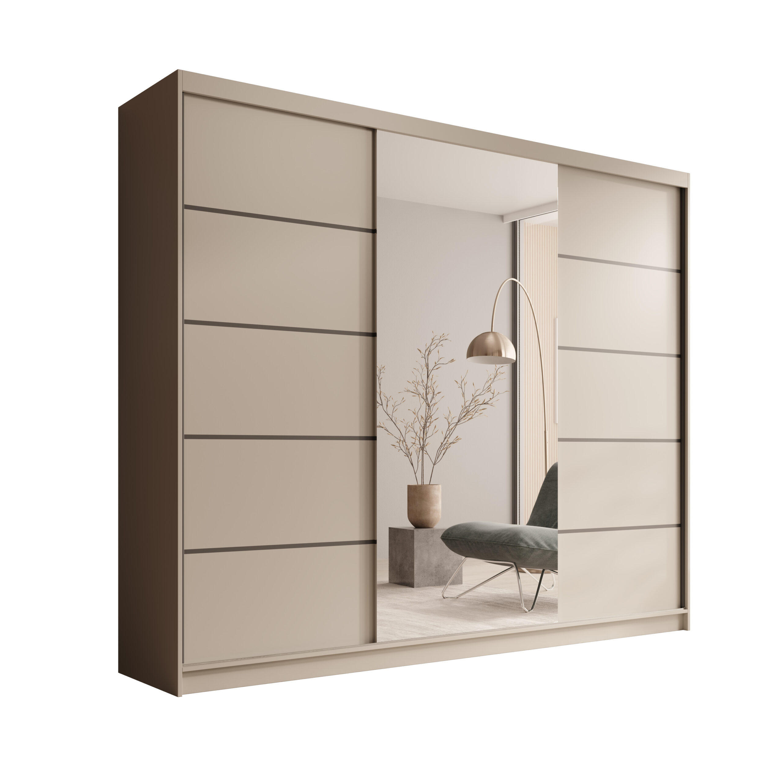 SCHIEBETÜRENSCHRANK Tivora 250 – Kaschmir - Kaschmir, Holzwerkstoff (250/215/58cm) - Möblo