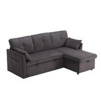 ECKSCHLAFSOFA Multifunktional mit Stauraum und Ausziehbett, DE-42549, Dunkelgrau - Dunkelgrau, Holzwerkstoff (206/108cm) - ComfortXL