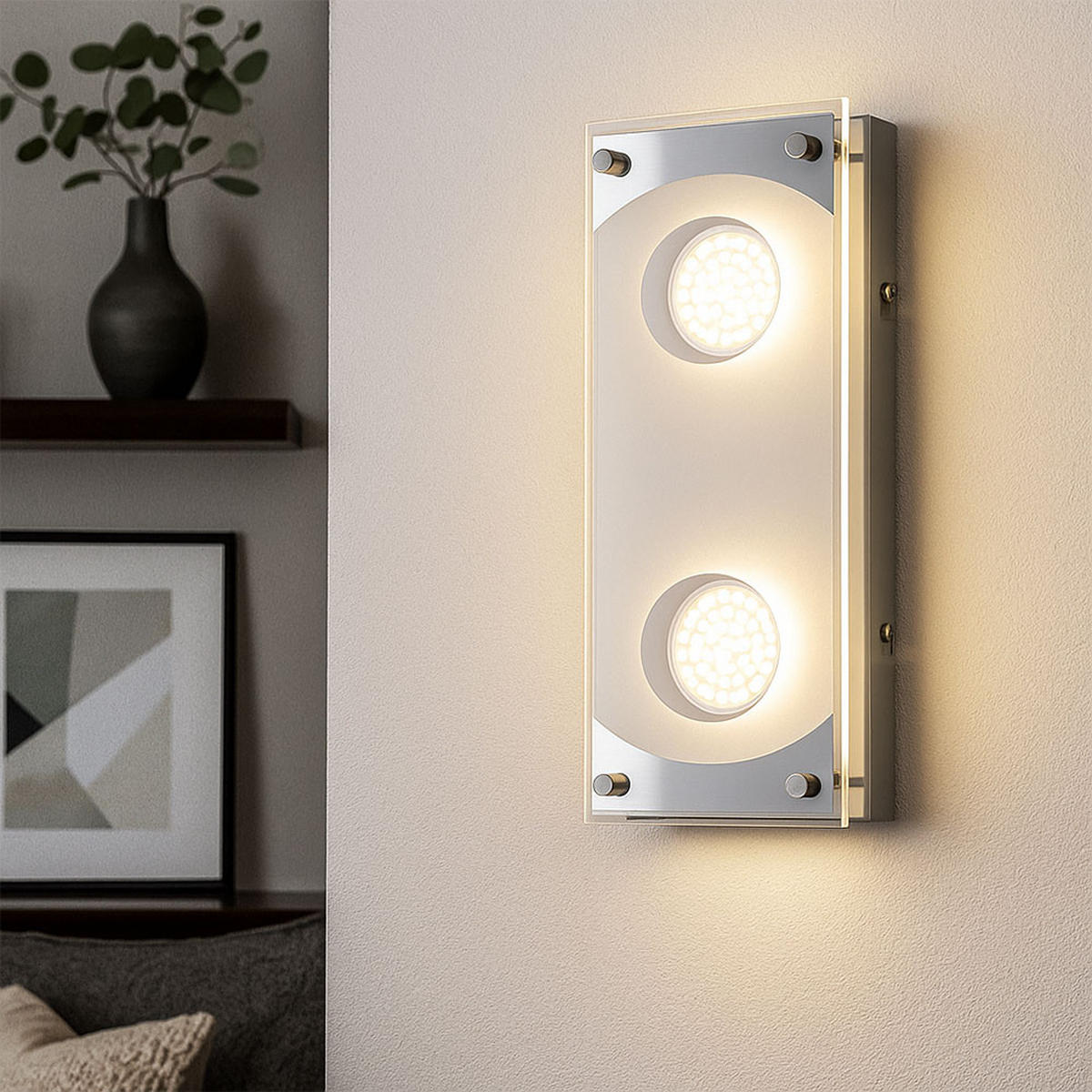 LED WANDLEUCHTE FRISCO Chrom Stahl Klar - Klar, Glas (26/10/6.6cm) - Esto