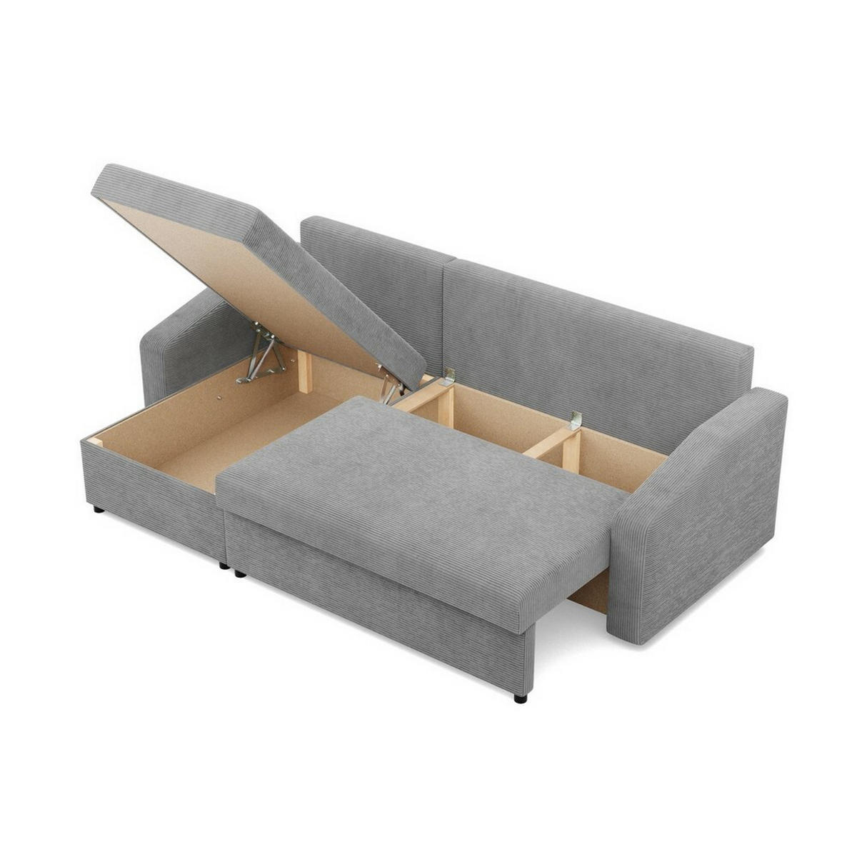 ECKSOFA Neo mit abgeschrägter Armlehnen hellgrau - Hellgrau, Textil (231/140cm) - SIMKAM Furniture