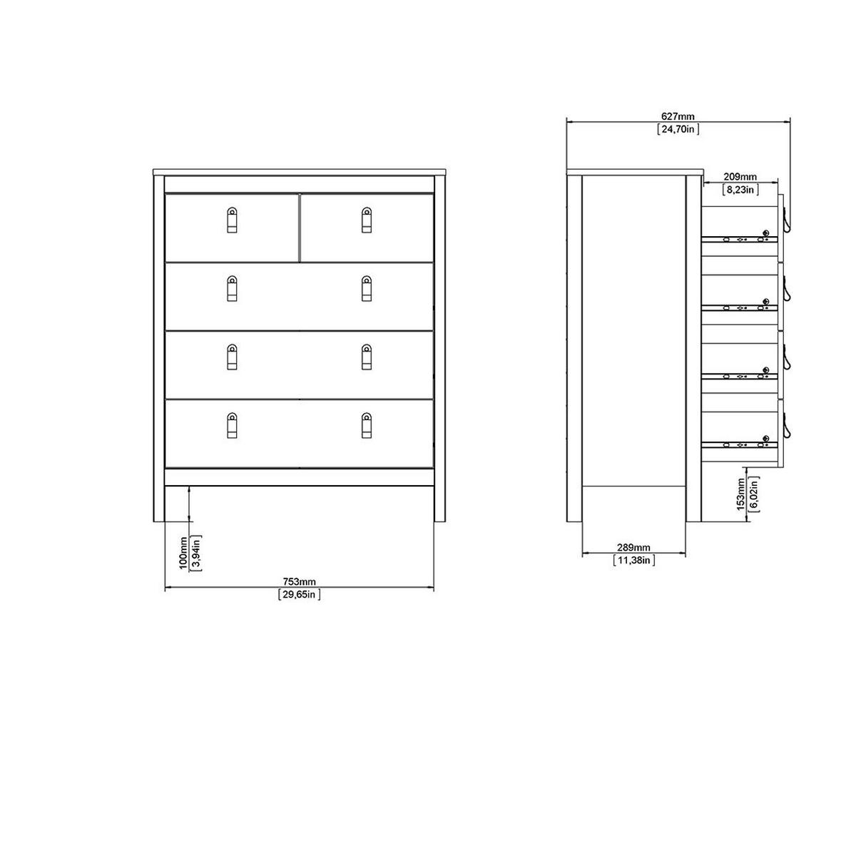 KOMMODE, Madrid, Eiche, Holzwerkstoff, 83 x 39 x 99 cm - Eichefarben, Holzwerkstoff (83/99/39cm) - ebuy24
