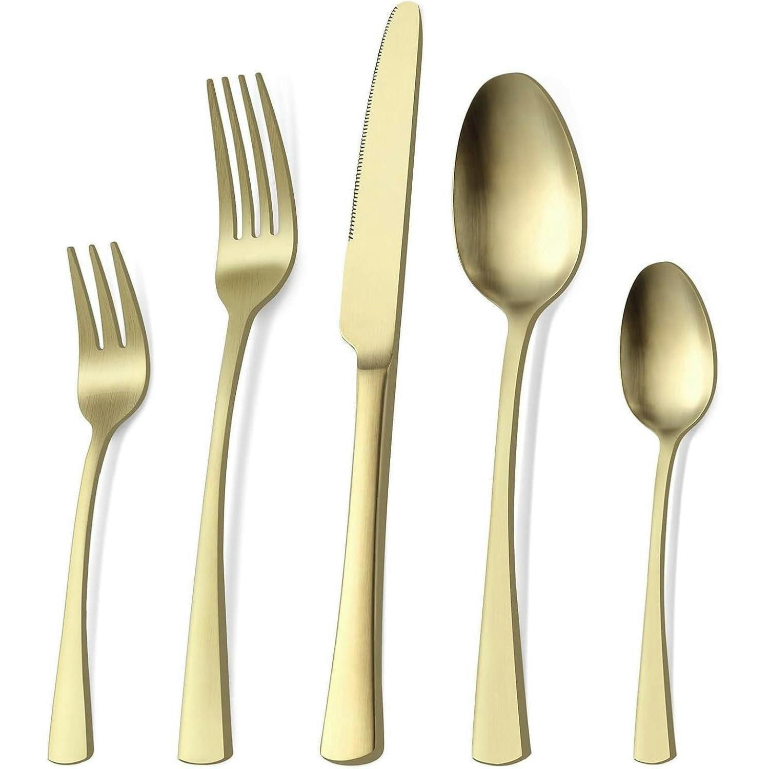 BESTECKSET 30-teilig Champagner Gold Matt - Goldfarben, Metall