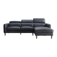 SOFA - 5 Personen - leder - schwarz Salvi - Schwarz, Leder/Holz (248/77/179cm) - Vente-Unique