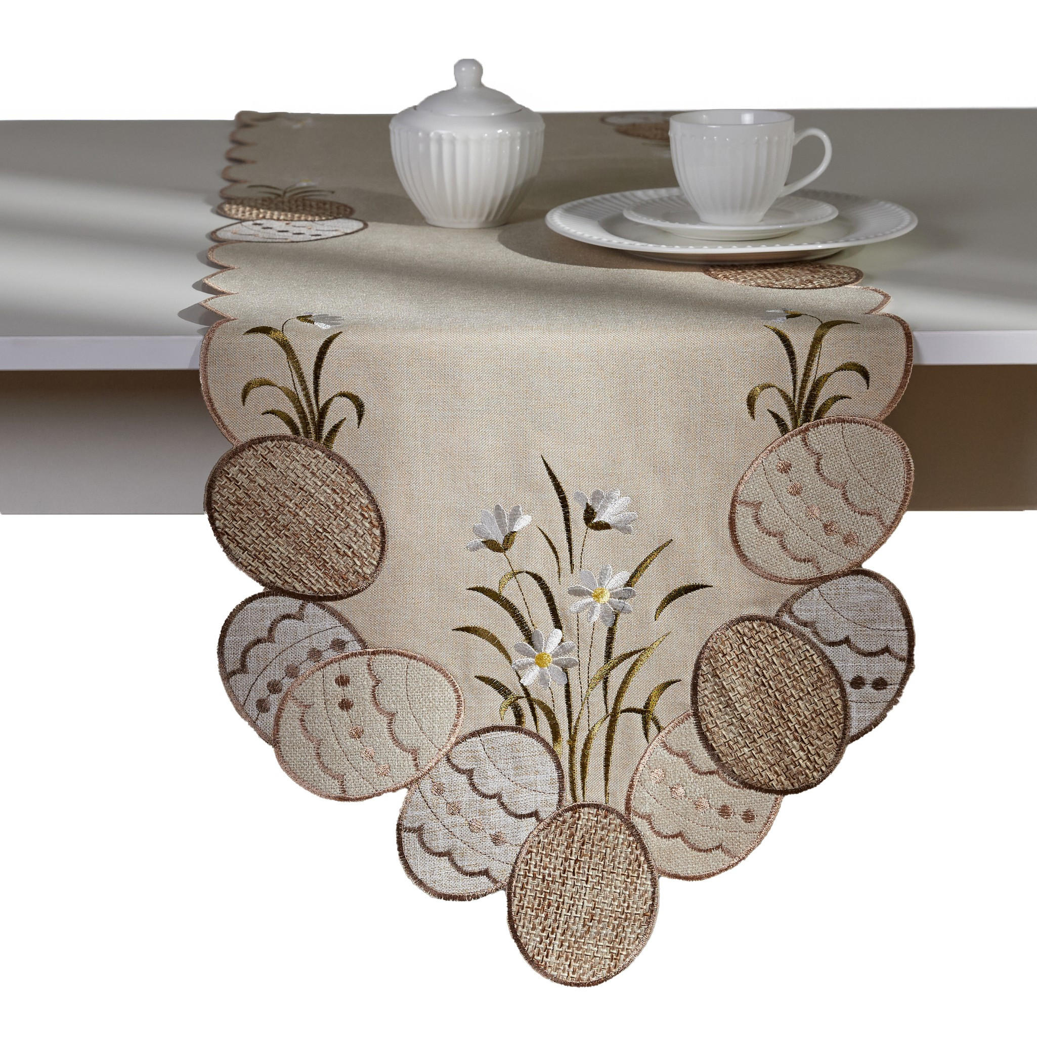 TISCHLÄUFER Orlina - Beige, Textil (174/35/1cm) - home&you