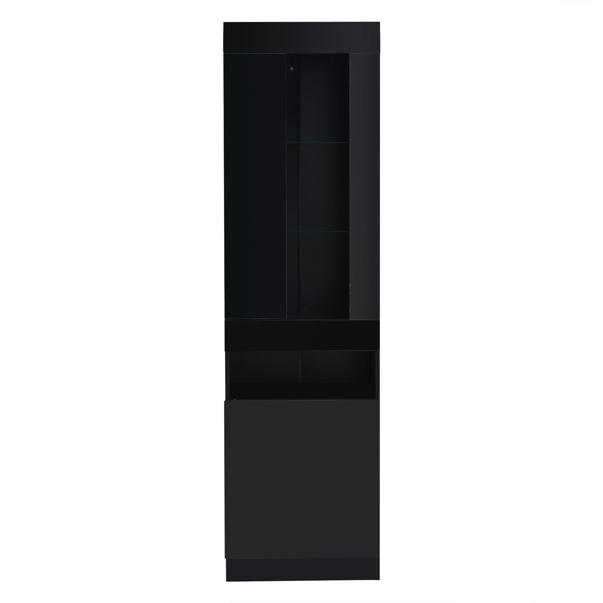 VITRINE DE-37711 mit LED-Beleuchtung und Hochglanzfront Schwarz - Schwarz, Holzwerkstoff (50/180/40cm) - ComfortXL