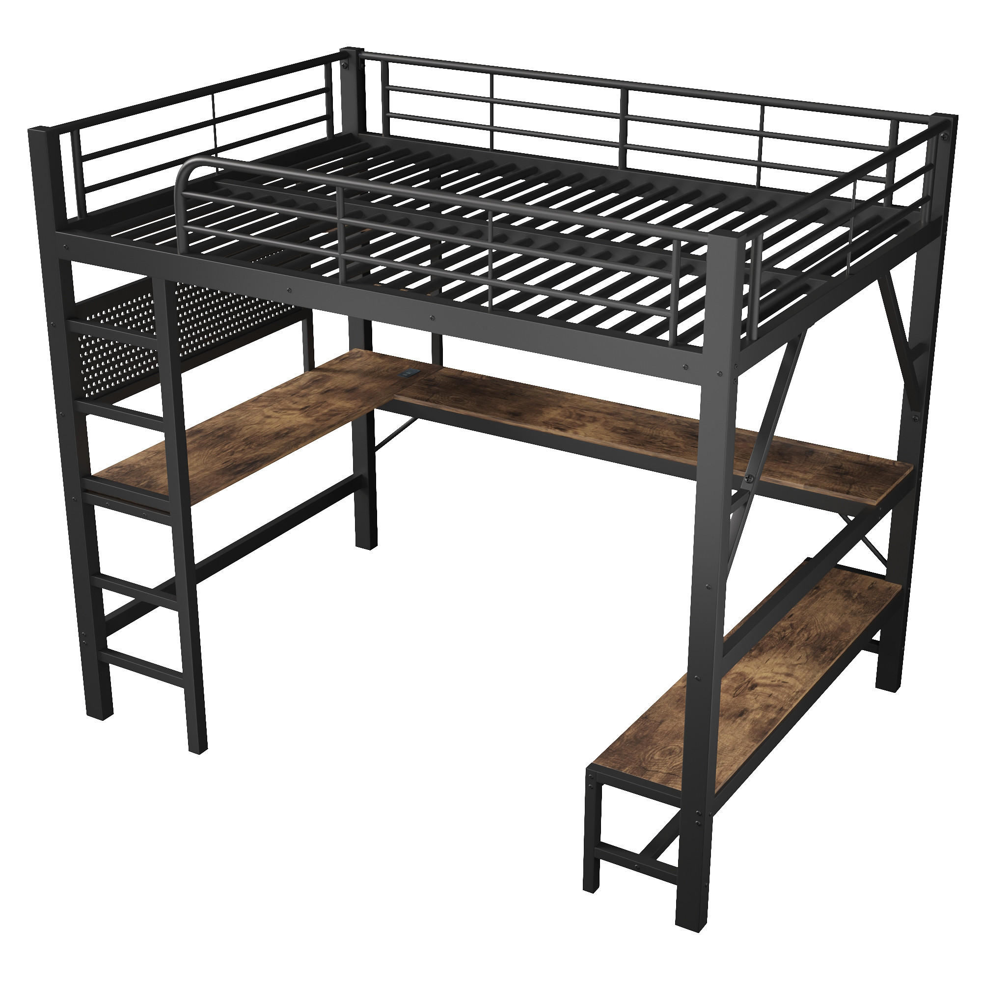 ComfortXL Hochbett Schwarz 160x200 cm