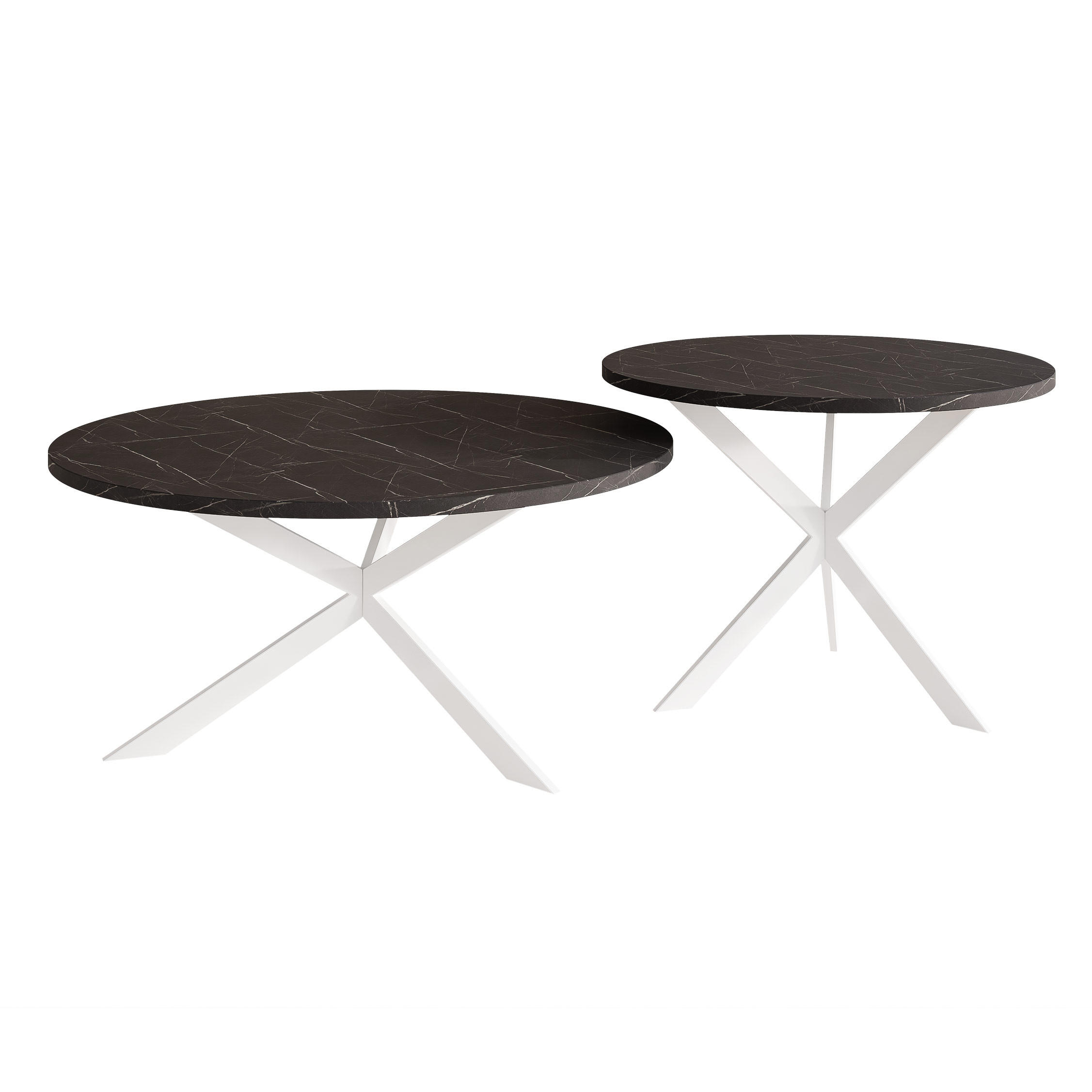 COUCHTISCH rund auf MDF, Schwarz - Schwarz/Weiß, Holzwerkstoff (75/75/36cm) - Idohome