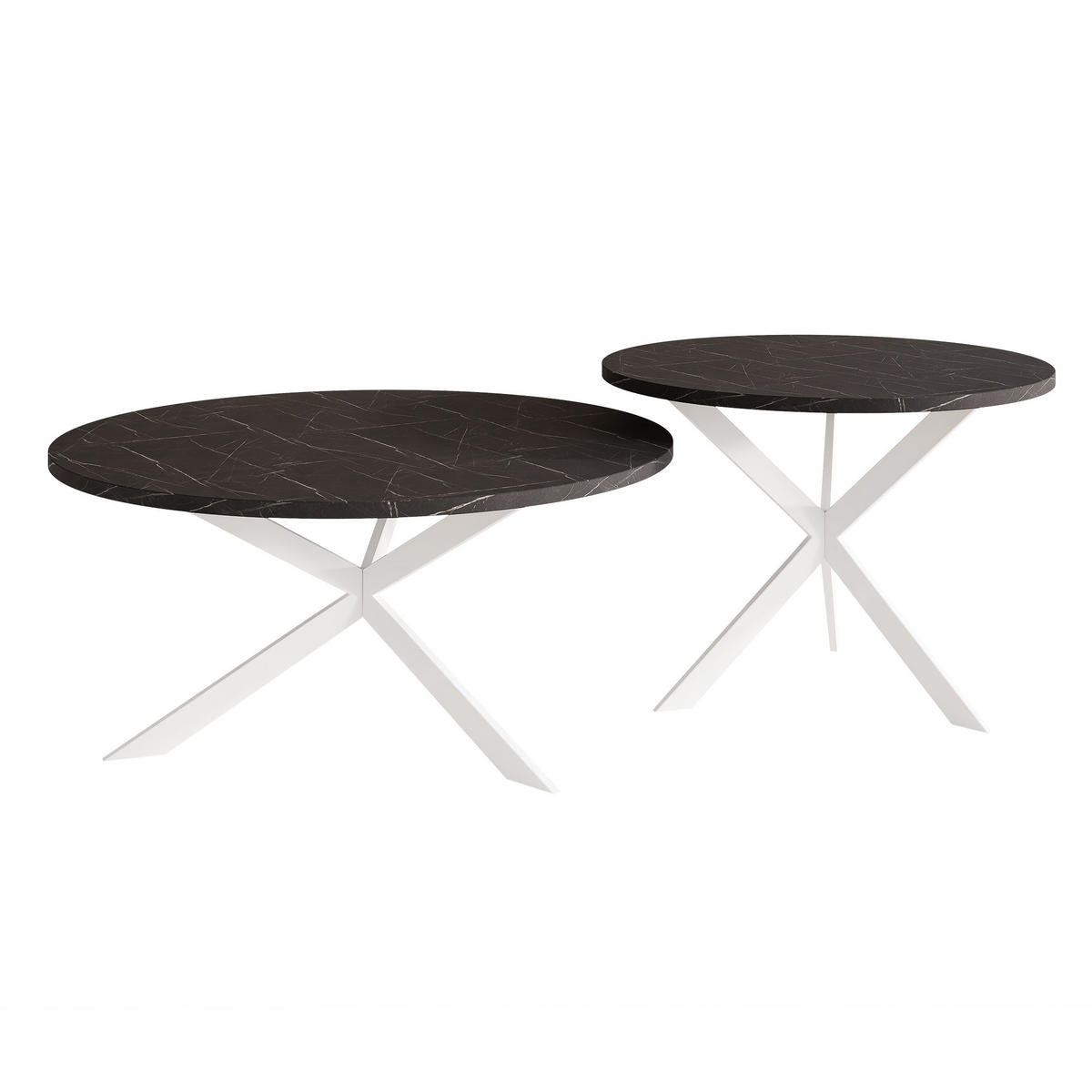 COUCHTISCH rund auf MDF, Schwarz - Schwarz/Weiß, Holzwerkstoff (75/75/36cm) - Idohome