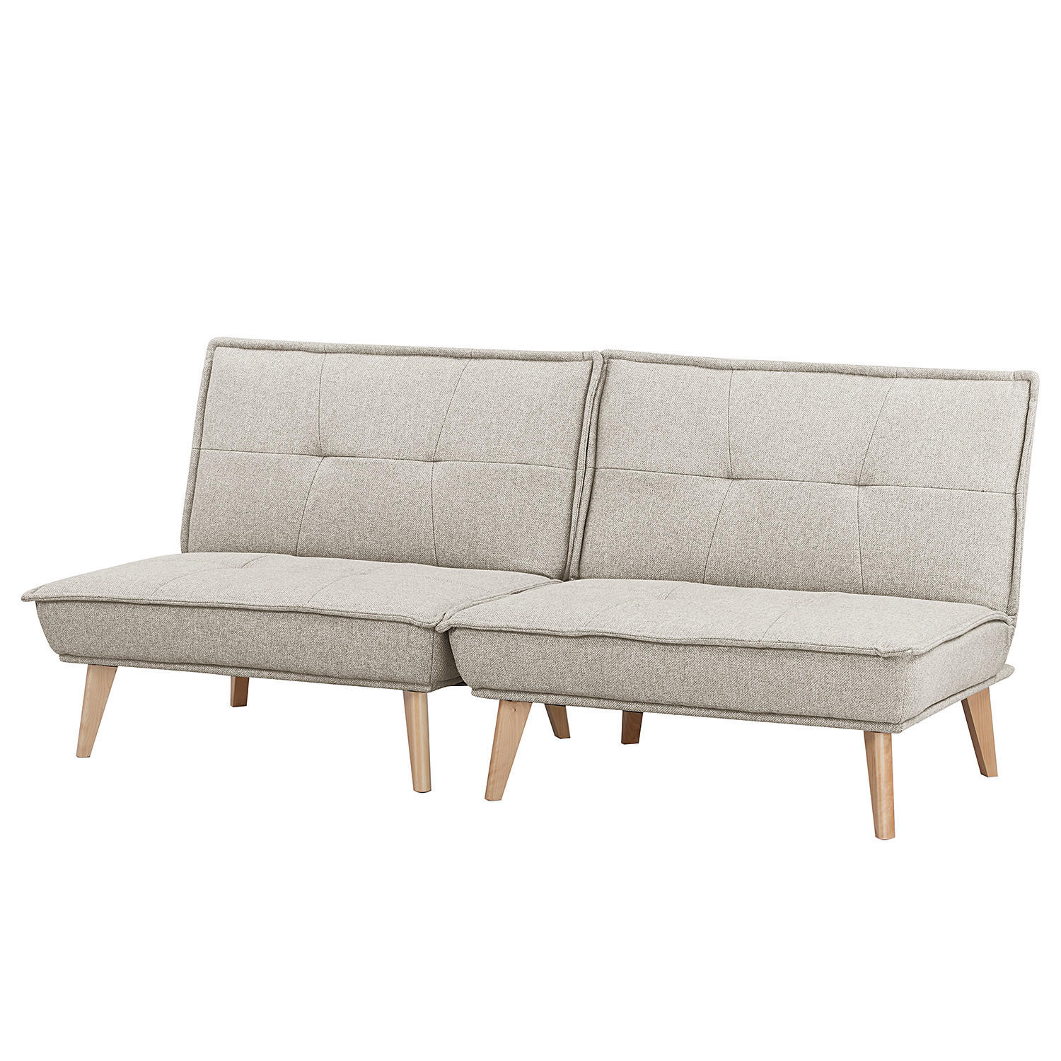 SCHLAFSOFA - Textil / Kiefer teilmassiv - Eichefarben/Hellgrau, Holz/Birkenholz (198/84/83cm) - home24