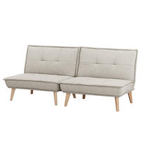 SCHLAFSOFA - Textil / Kiefer teilmassiv - Eichefarben/Hellgrau, Holz/Birkenholz (198/84/83cm) - home24
