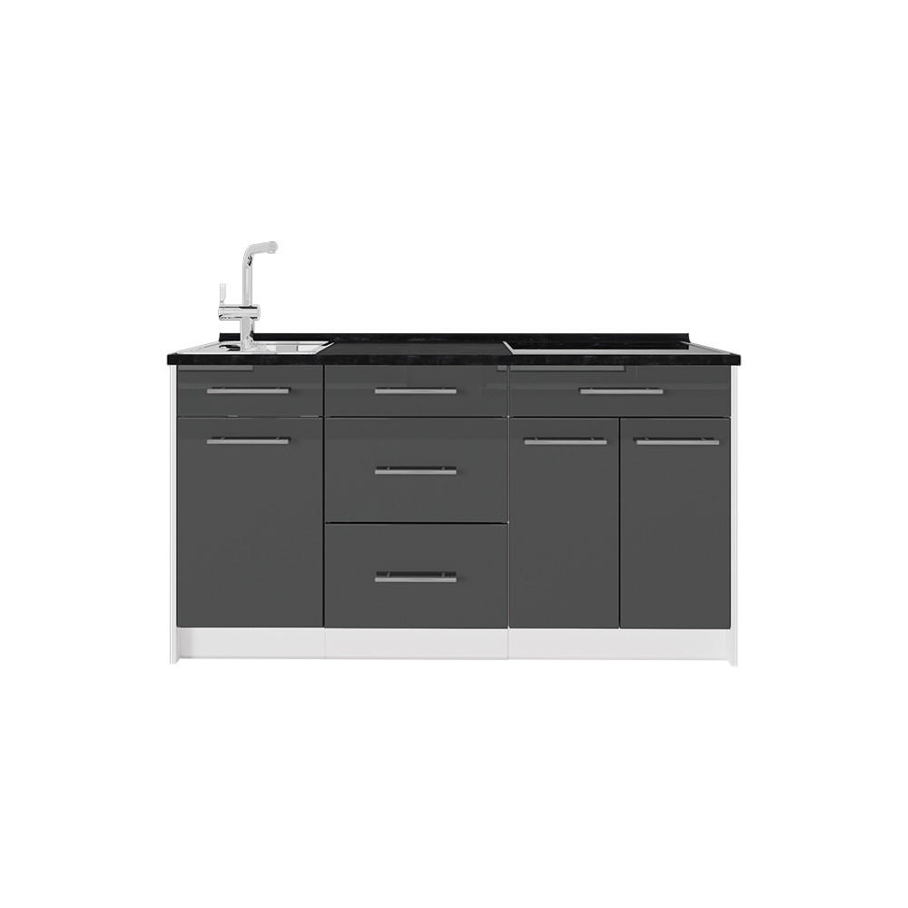 Vicco KUCHYŇSKÝ BLOK Fame-Line, Antracitový vysoký lesk/Bílá, 150 cm, PD Antracit